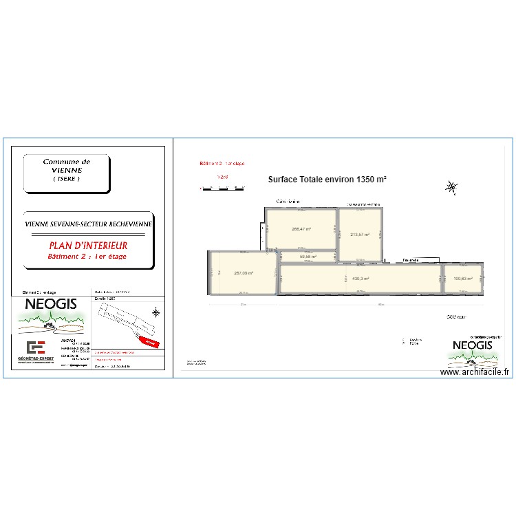 BAT 2 R1. Plan de 7 pièces et 1338 m2