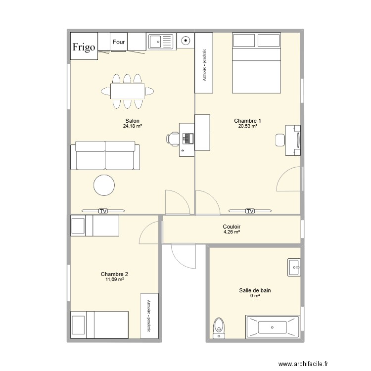 maison bled. Plan de 5 pièces et 70 m2