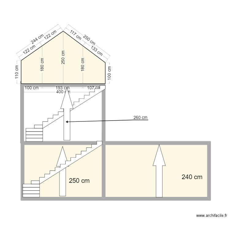 coupe de l'immeuble. Plan de 2 pièces et 21 m2