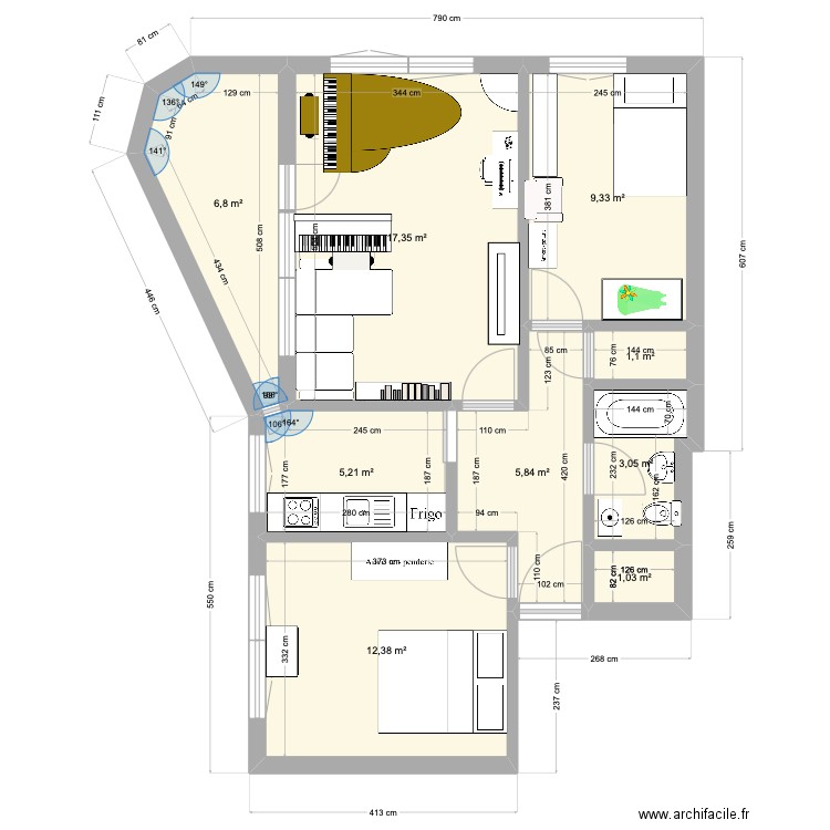 Loreto ZG 6. Plan de 9 pièces et 62 m2