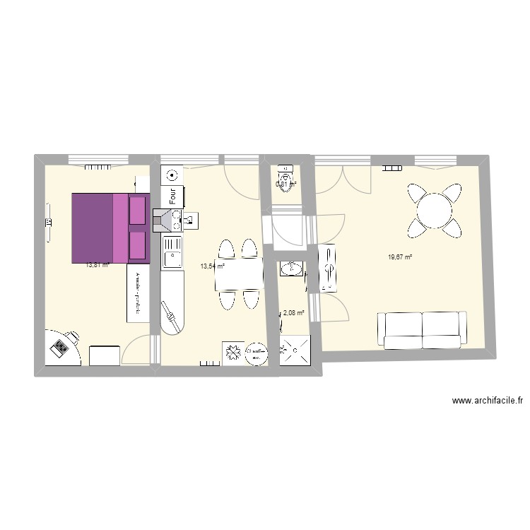 dependance. Plan de 5 pièces et 50 m2