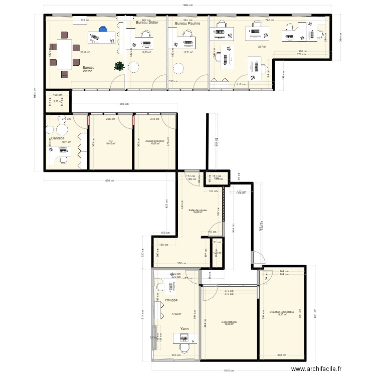 Bureaux SI 2eme étage.01.2025-V2. Plan de 15 pièces et 190 m2