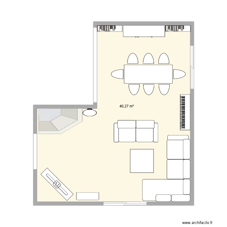 Salon - SAM. Plan de 1 pièce et 40 m2