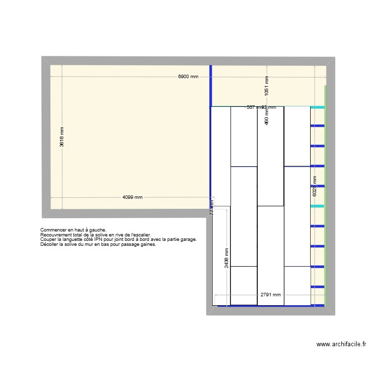 MezzanineLoick-Calepinage. Plan de 1 pièce et 32 m2