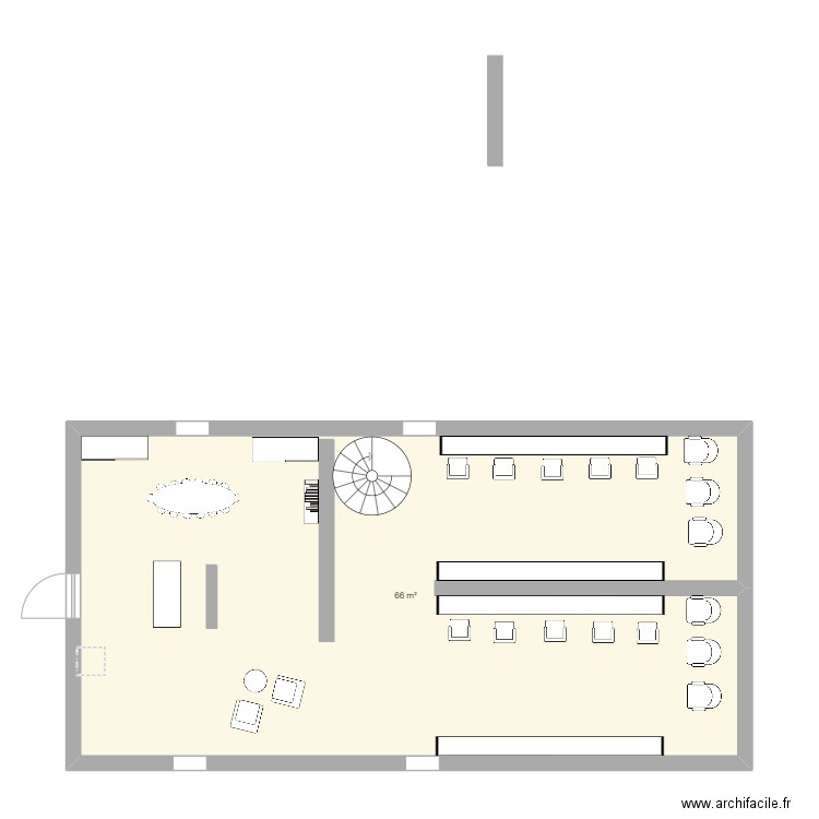 plan coiff. Plan de 1 pièce et 66 m2