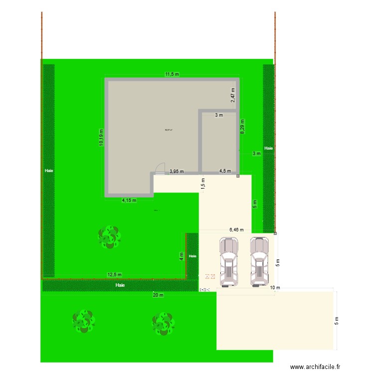 Plan chemin accès. Plan de 1 pièce et 92 m2