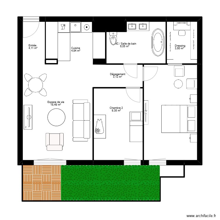 Plan Asnières. Plan de 8 pièces et 80 m2