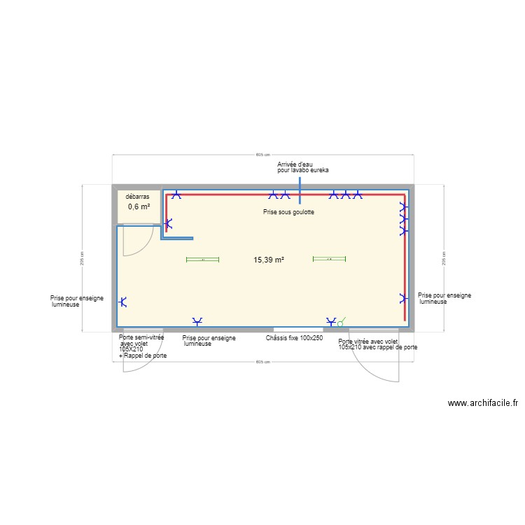 Etienne Van Goethem. Plan de 2 pièces et 16 m2