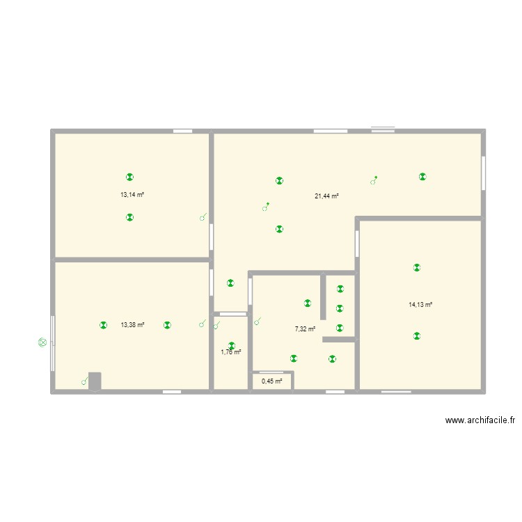 électricité grange Rez Ch éclairage. Plan de 7 pièces et 72 m2