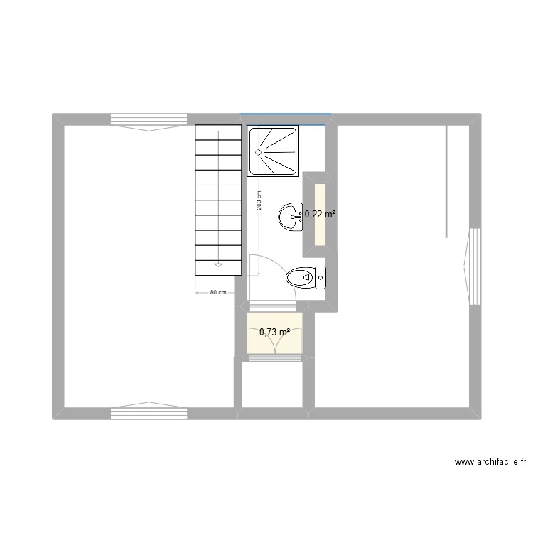 Etage carpiquet. Plan de 2 pièces et 1 m2