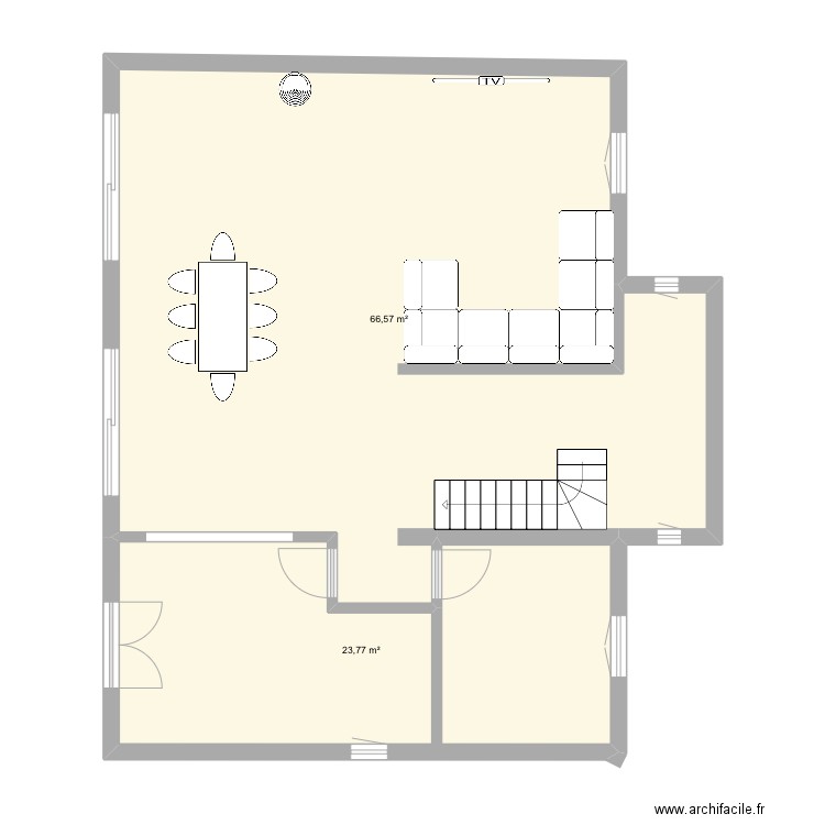 Laigneville. Plan de 2 pièces et 90 m2