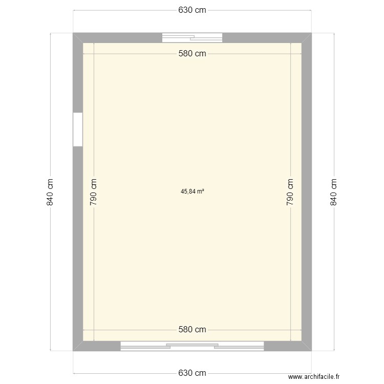 garage. Plan de 1 pièce et 46 m2