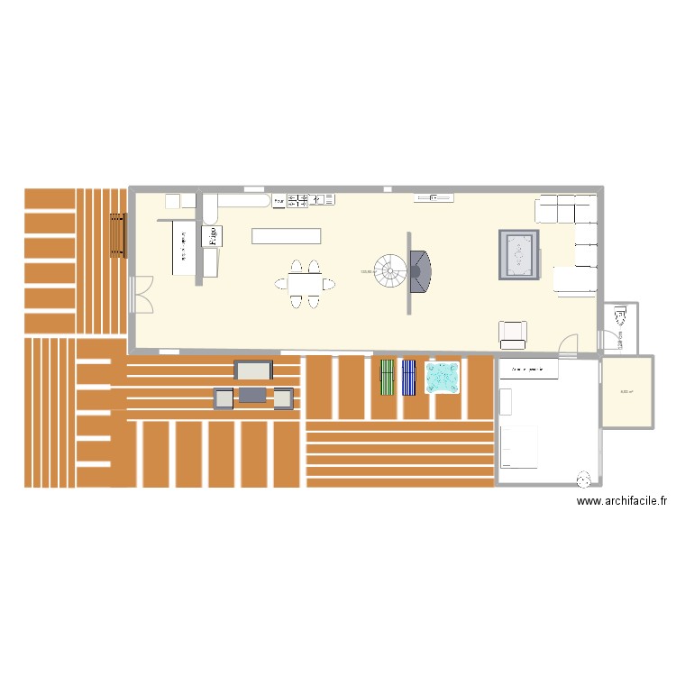 MAISON. Plan de 2 pièces et 140 m2