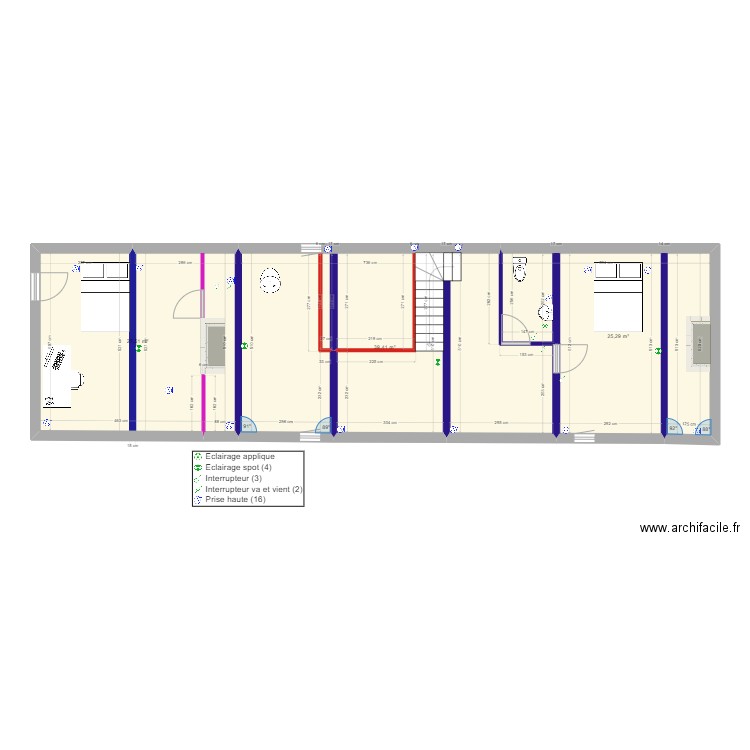 Finalisation plans étage. Plan de 3 pièces et 92 m2