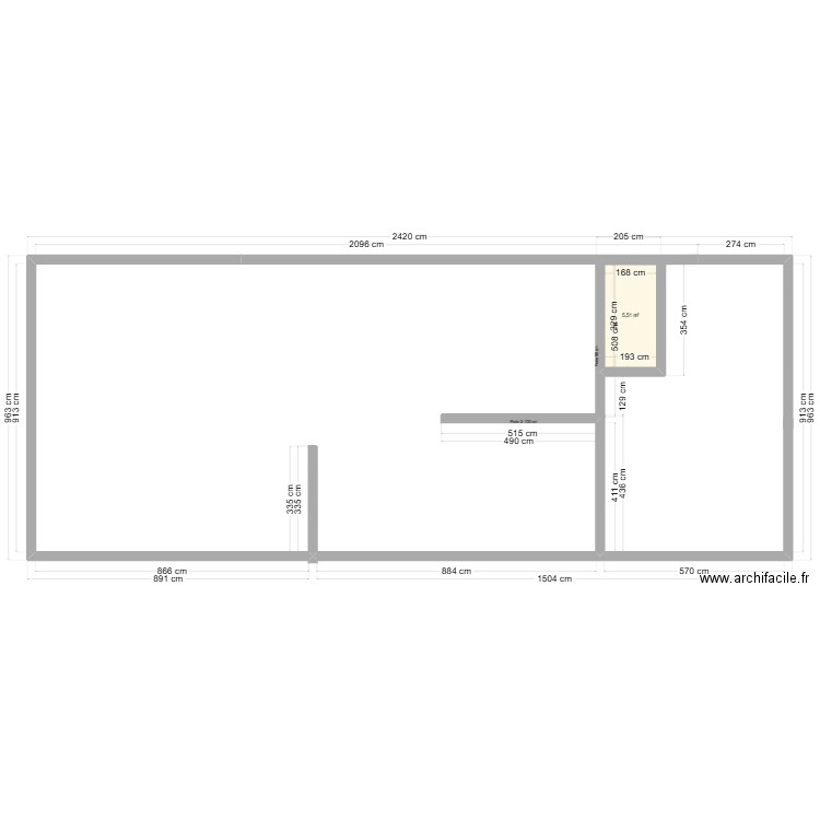 boulangerie. Plan de 1 pièce et 6 m2