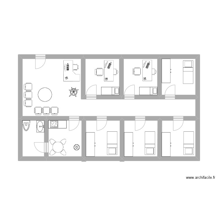 PLAN CABINET KINE. Plan de 9 pièces et 36 m2