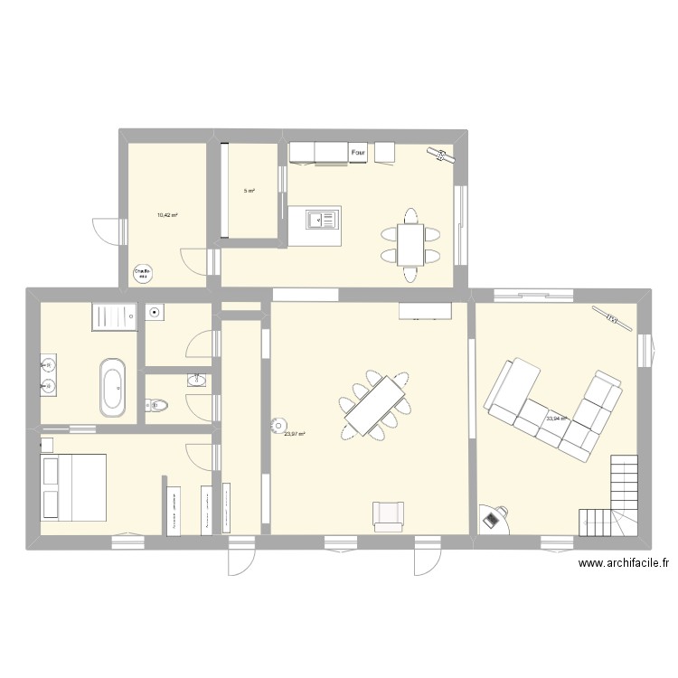 devise. Plan de 4 pièces et 116 m2