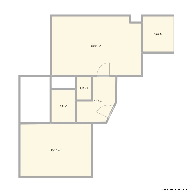 Roquelaine. Plan de 6 pièces et 50 m2