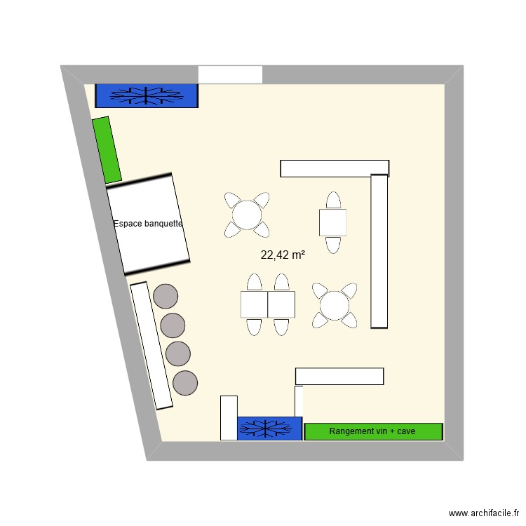 Boutik 2.0. Plan de 1 pièce et 22 m2