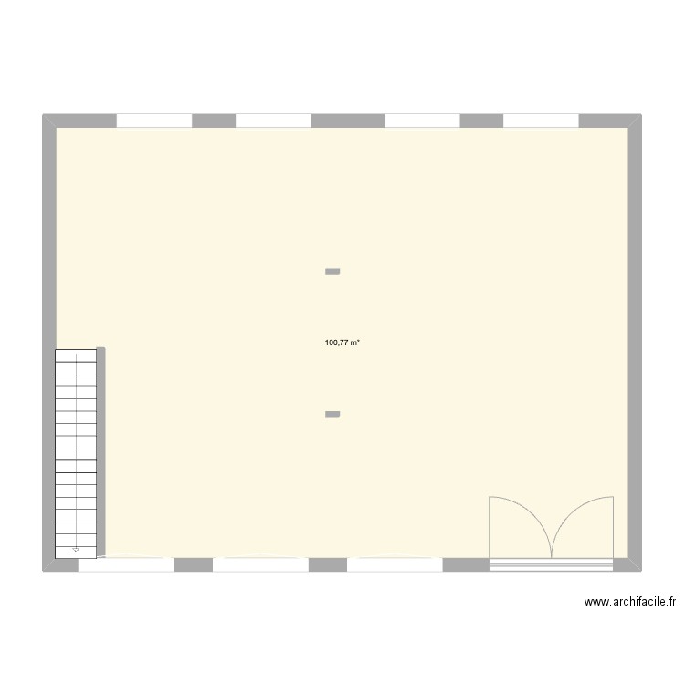 Bureau. Plan de 1 pièce et 101 m2