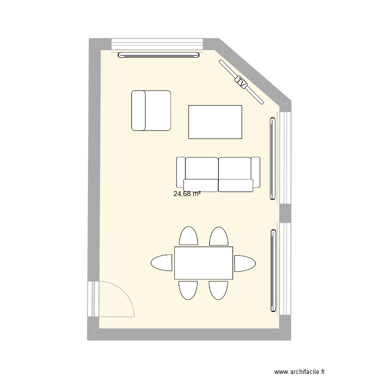 salon Van Zyulen. Plan de 1 pièce et 25 m2