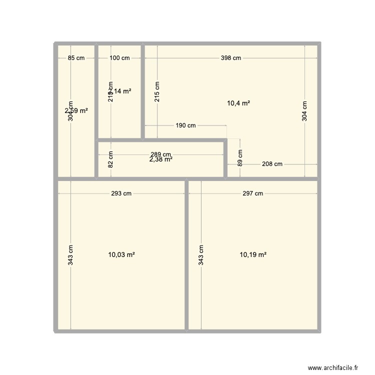 maison. Plan de 6 pièces et 38 m2