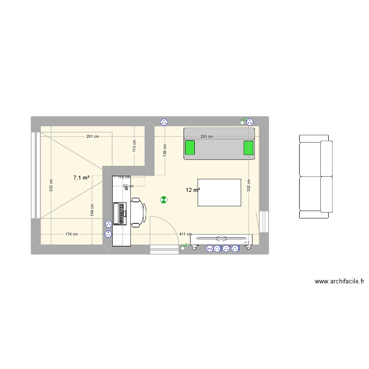 GARAGE 2. Plan de 2 pièces et 19 m2