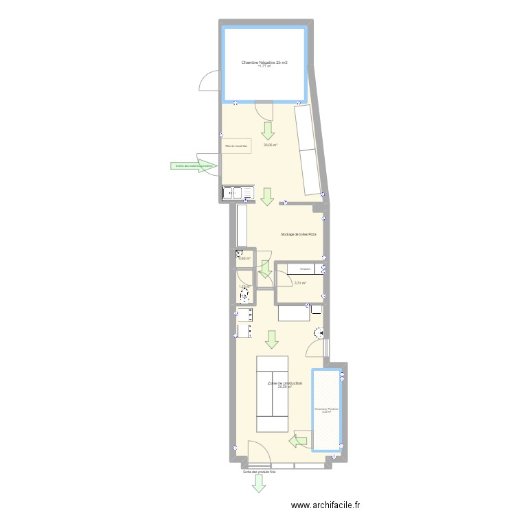 Local GOP - Marche en avant. Plan de 8 pièces et 96 m2