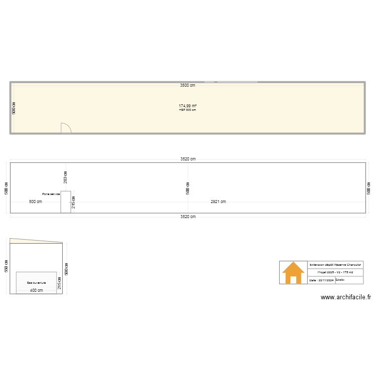 Dépôt_Façade. Plan de 1 pièce et 154 m2