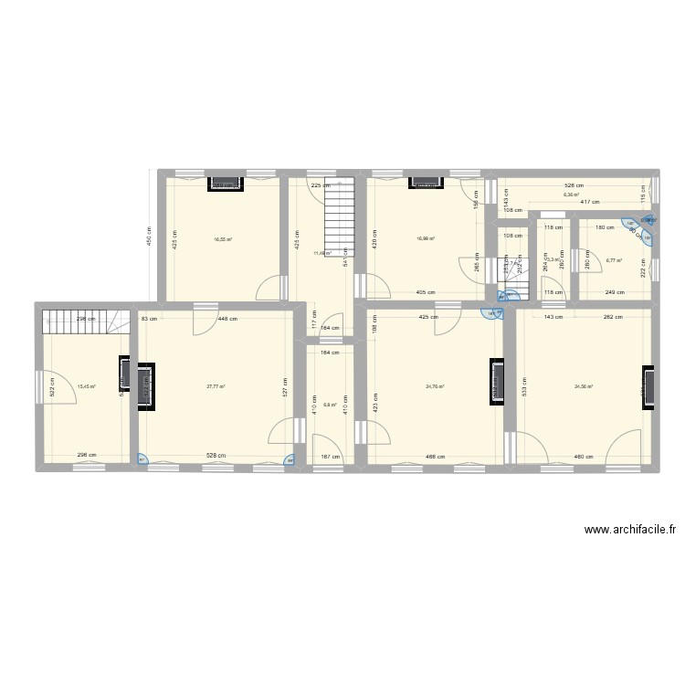 Presbytere Wallers. Plan de 13 pièces et 164 m2