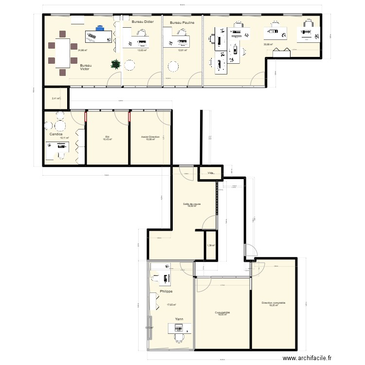 Bureaux SI 2eme étage.01.2025-V16. Plan de 15 pièces et 190 m2