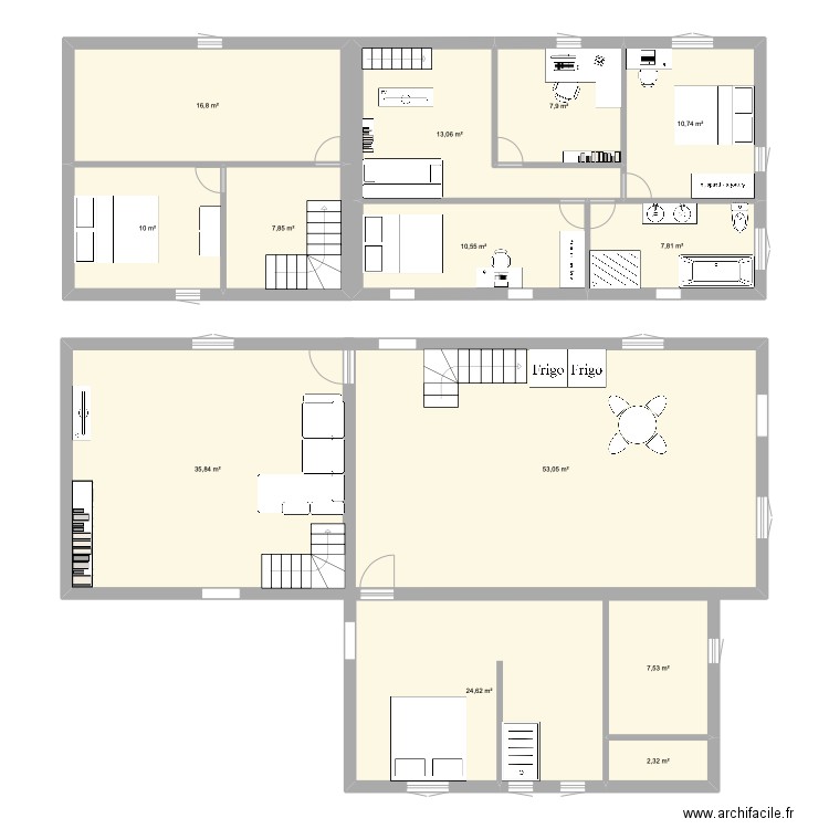 projet-1. Plan de 13 pièces et 208 m2