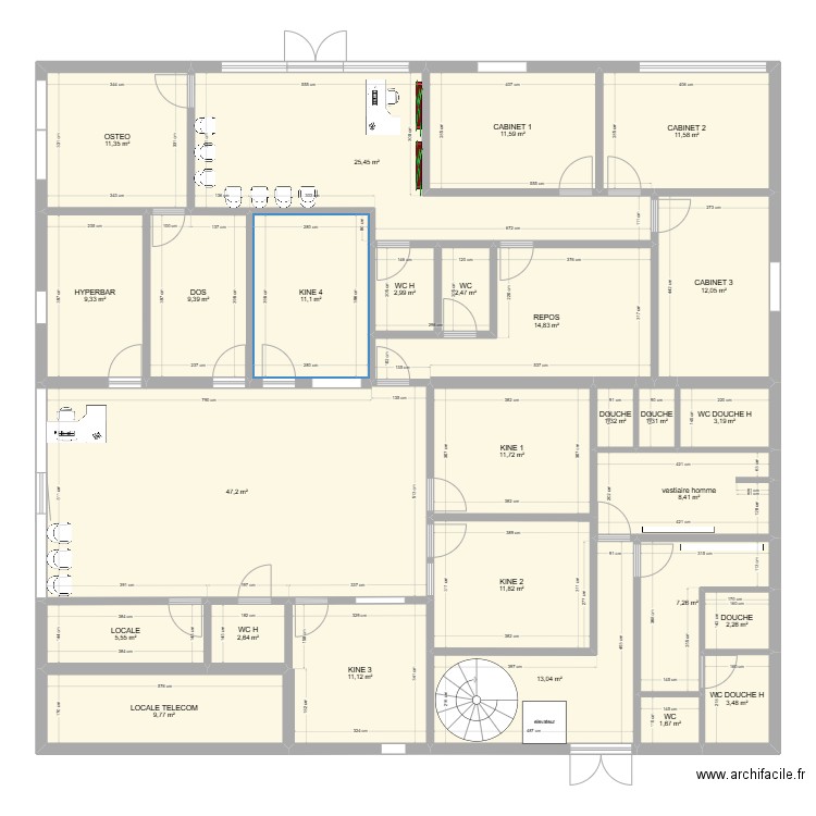 PIERRELAYE ETAGE 4 KINE VARIANTE COTE. Plan de 36 pièces et 545 m2