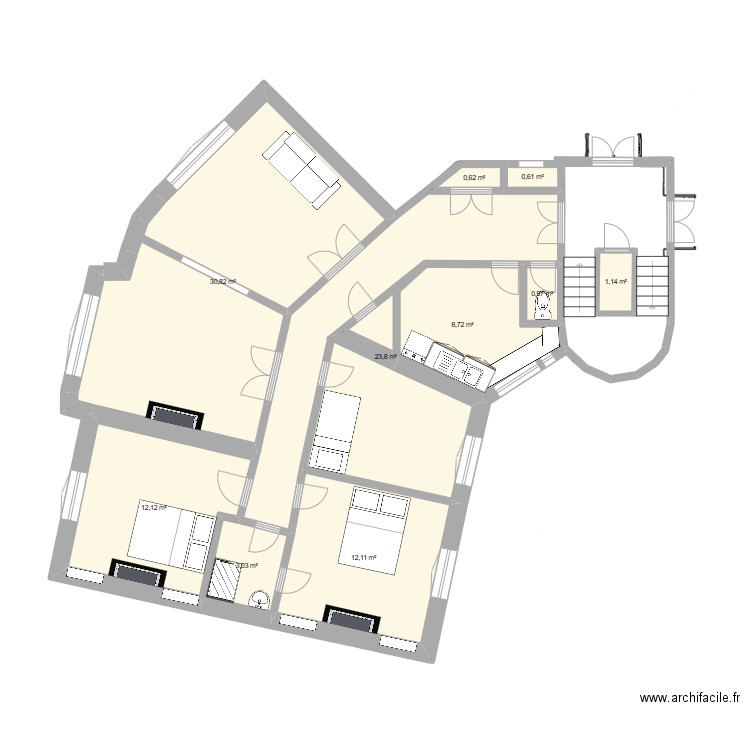 Boulogne 3eme. Plan de 10 pièces et 94 m2