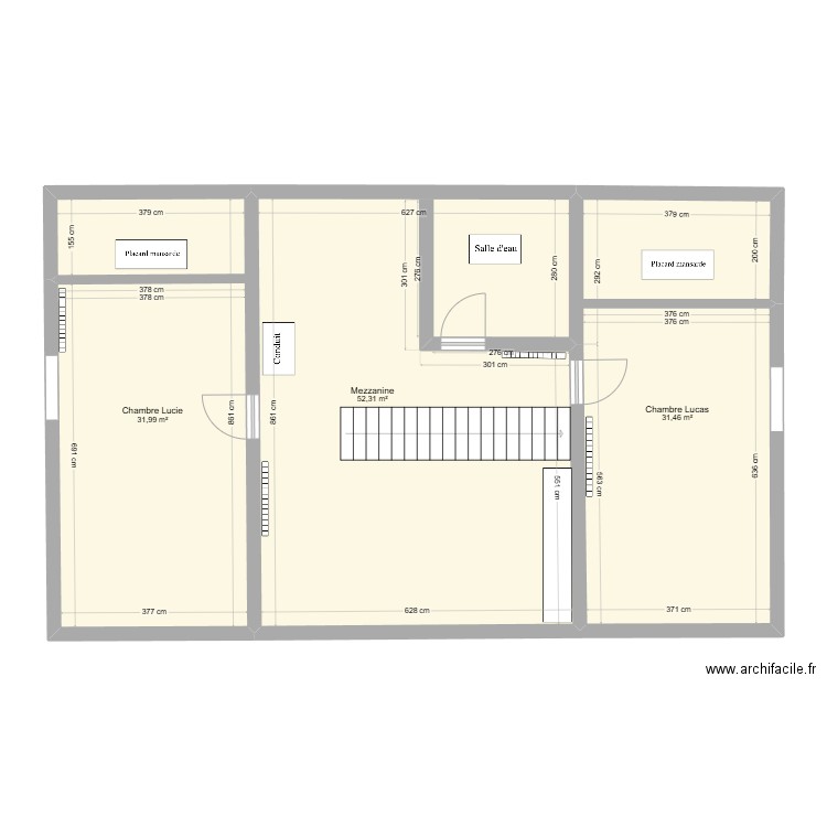 2 étage. Plan de 3 pièces et 116 m2