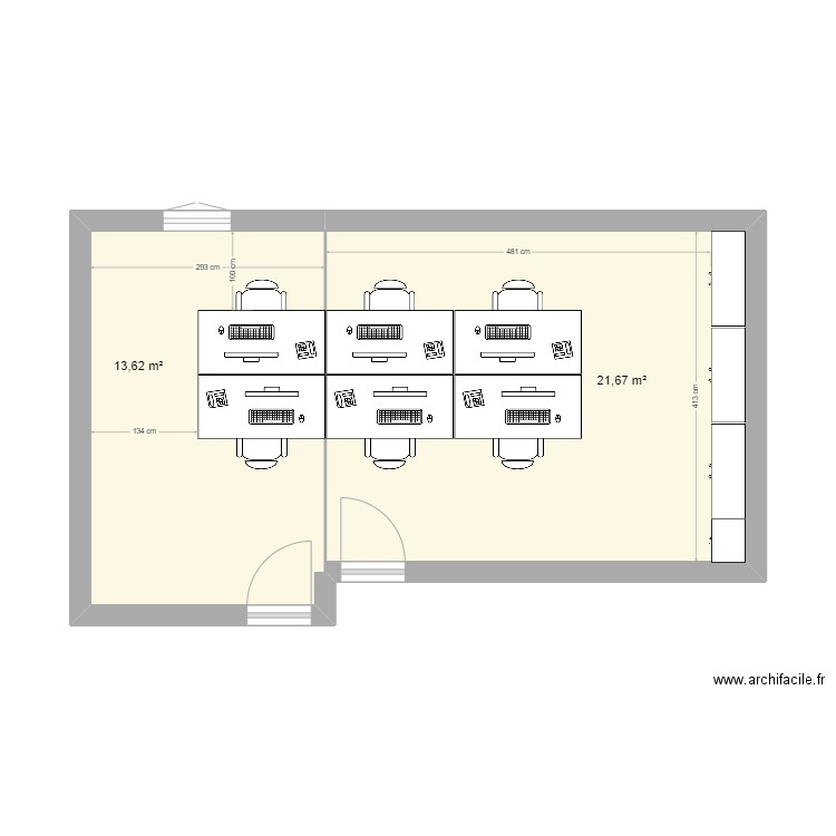 Bureau DDP. Plan de 2 pièces et 35 m2