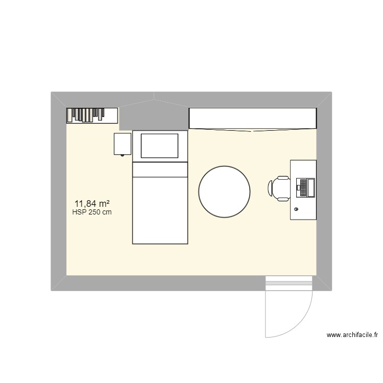 chambre louise. Plan de 1 pièce et 12 m2