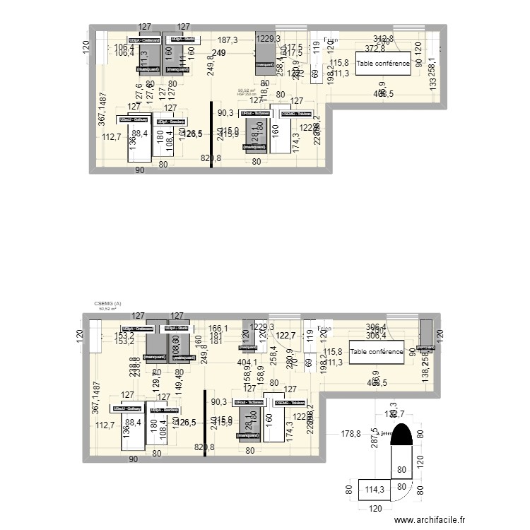 CSEMG (A). Plan de 2 pièces et 101 m2