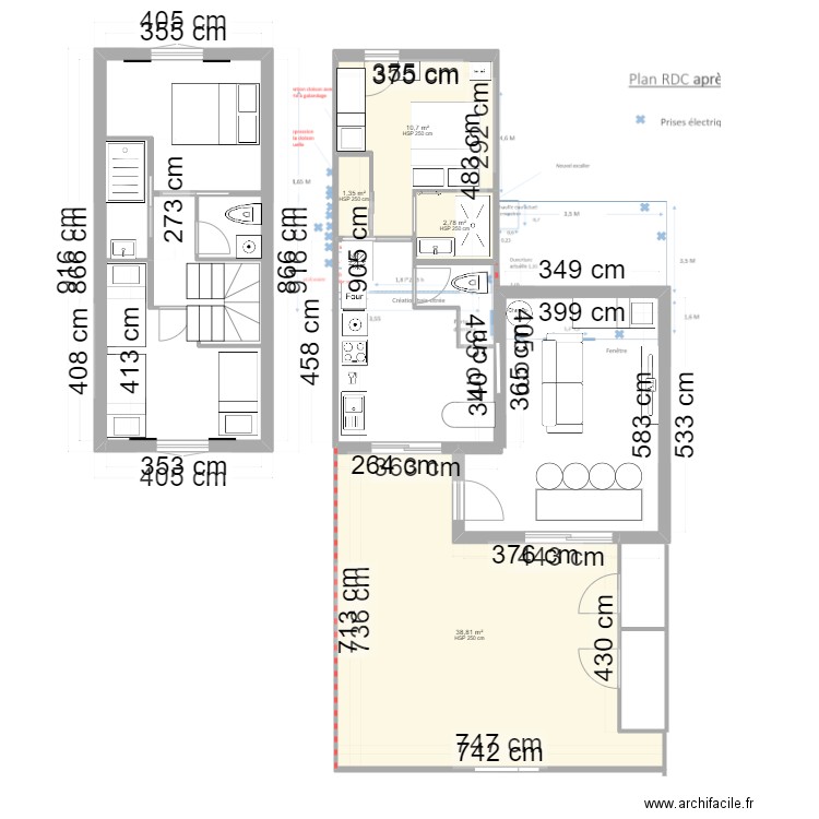 PORTIRAGNES V1. Plan de 4 pièces et 54 m2