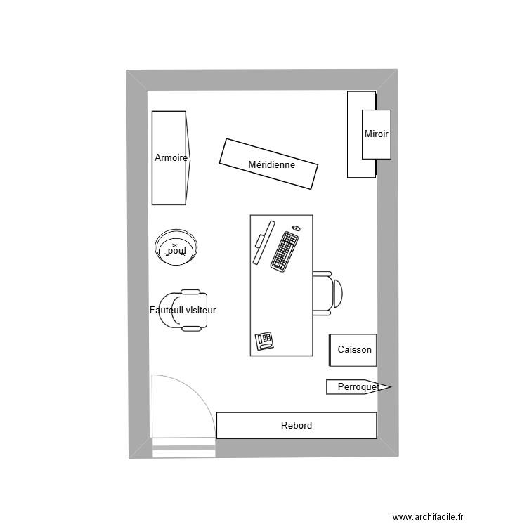 Bureau B7. Plan de 1 pièce et 13 m2