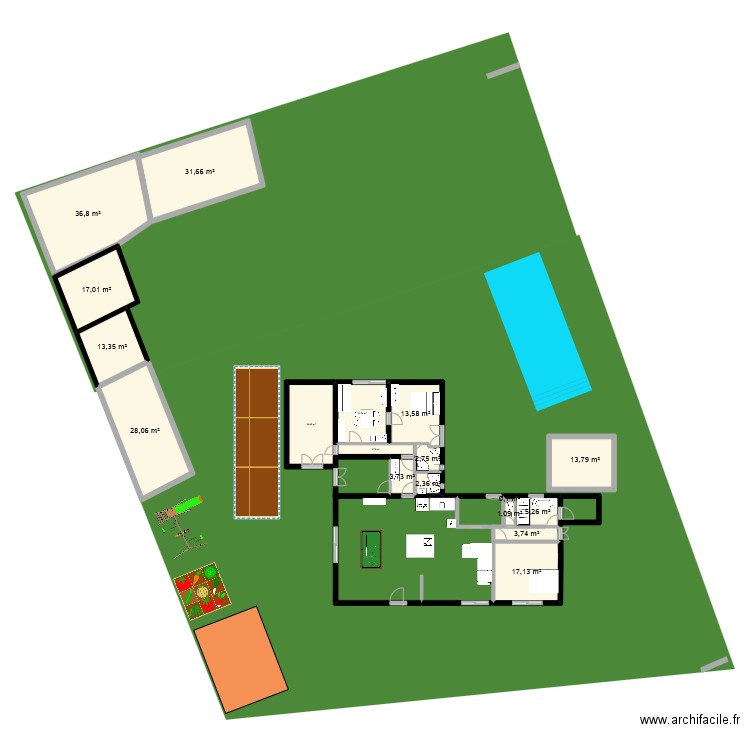 acqueduc6.0. Plan de 18 pièces et 224 m2