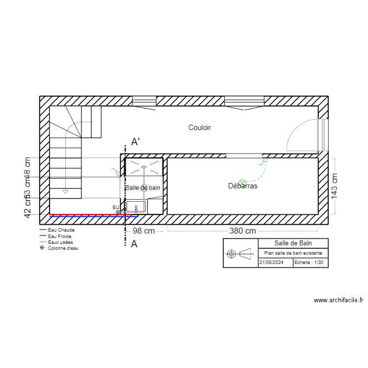 DECEX-03. Plan de 3 pièces et 18 m2