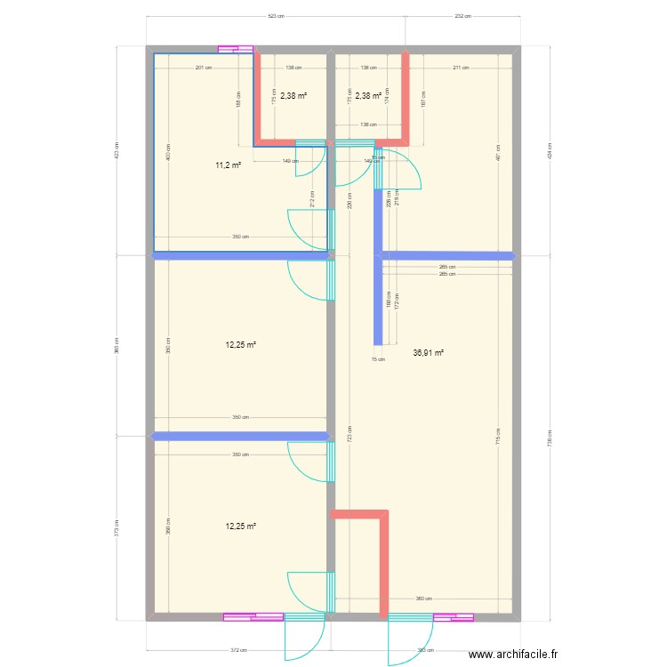 cameroun. Plan de 6 pièces et 77 m2