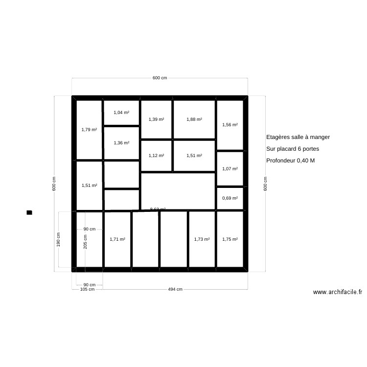 etageres salle a manger. Plan de 15 pièces et 29 m2