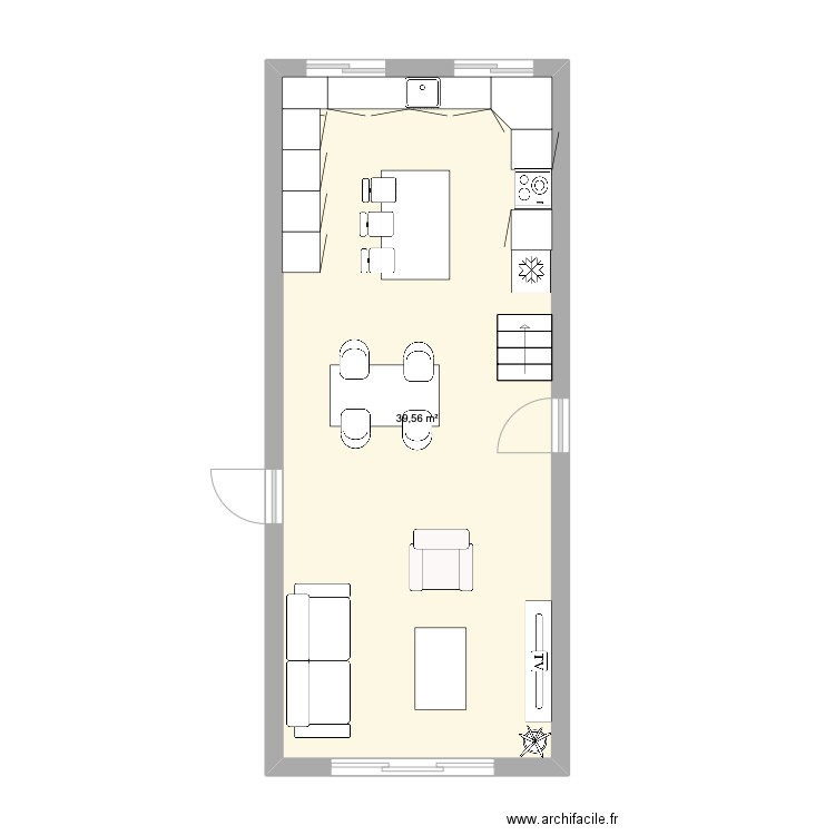 House. Plan de 1 pièce et 40 m2