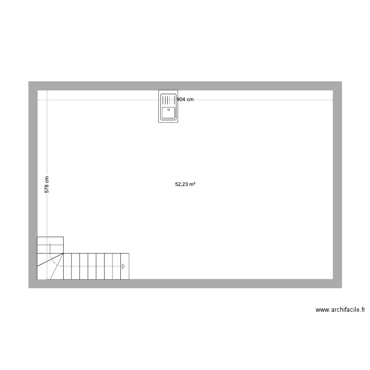 Coudou RdC. Plan de 1 pièce et 52 m2