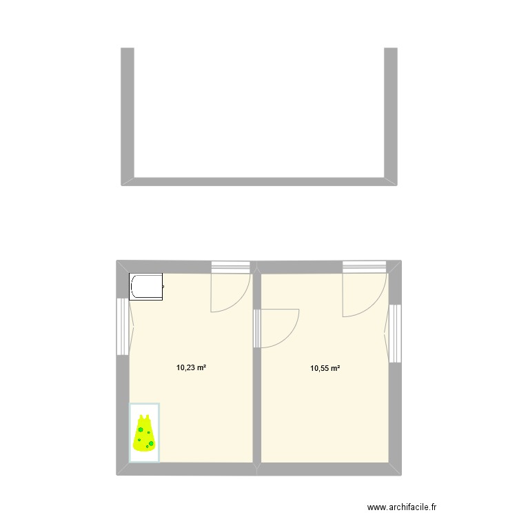 etage. Plan de 2 pièces et 21 m2