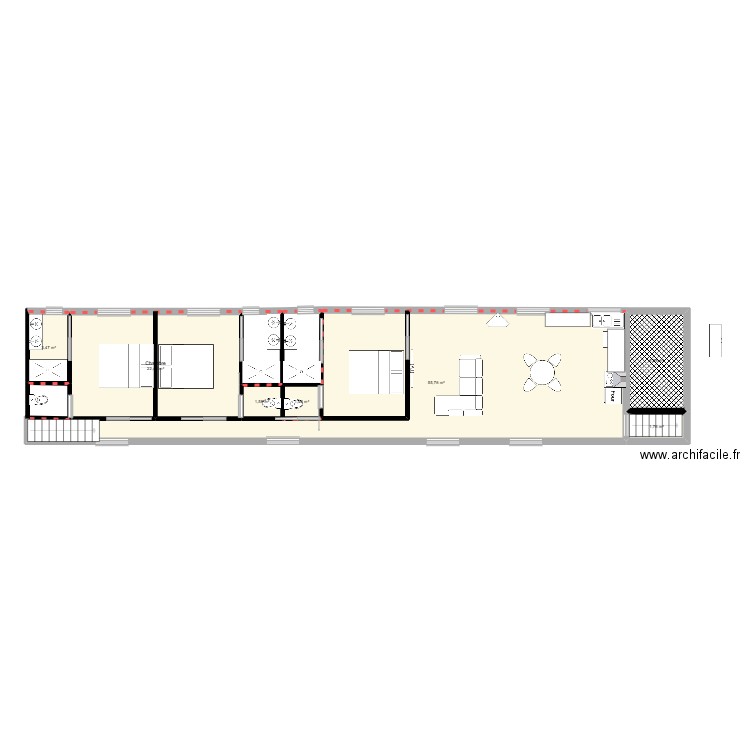 PENICHE 1. Plan de 7 pièces et 93 m2