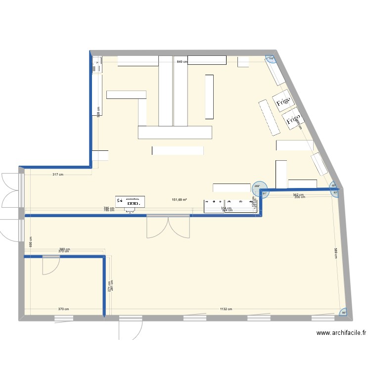 RDC Lannilis avec mobilier. Plan de 1 pièce et 152 m2