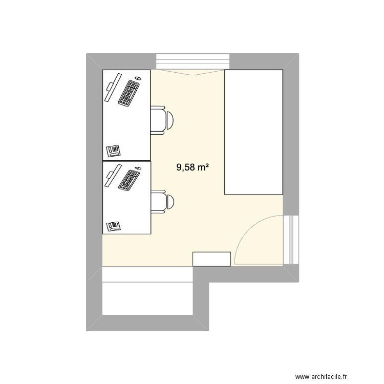 bureau. Plan de 1 pièce et 10 m2